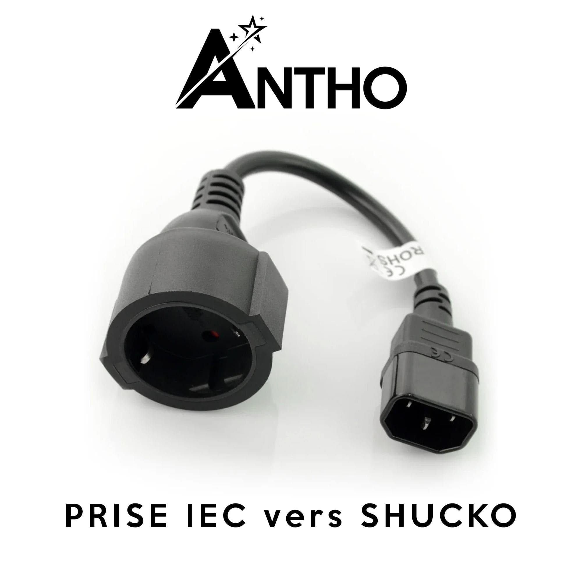 Câble d'alimentation IEC - Schuko (FR) pour onduleur 20 cm - noir - Prise française - UPS  APC