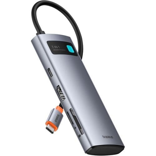 Baseus  Hub USB C 7 En 1 - 4K@60Hz HDMI, PD 100W, 3 USB-A 3.0 5Gbps, Lecteur Carte SD/TF, Stations D'accueil Pour Ordinateur Portable MacBook/Surface Pro/iPad/Steam Deck/Rog Ally/Samsung