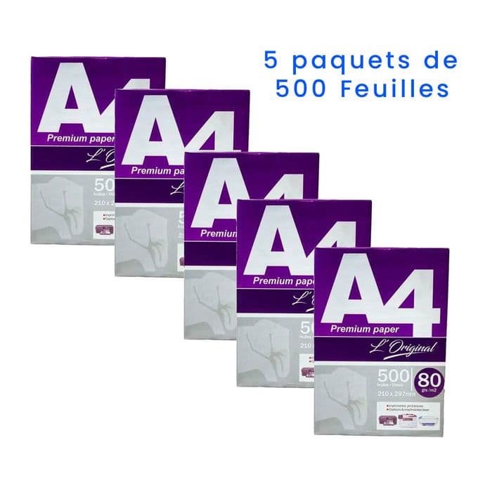 L'original Papier Rame A4, 5 Packs X 500 Feuilles - 80 GM - L original