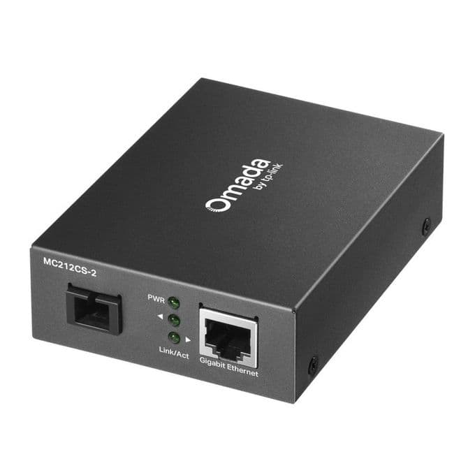TP-Link Omada MC212CS-2 V3 - Convertisseur de média à fibre optique - 1GbE - 10Base-T, 100Base-TX, 1000Base-TX, 1000Base-SX, 1000Base-LX - RJ-45 / mode unique SC/UPC - jusqu'à 2 km