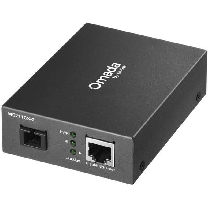 TP-Link Omada MC211CS-2 Convertisseur de média Gigabit WDM, 1 port RJ45 prend en charge le duplex demi-/complet, Auto-MDI/MDIX, 1 port SC/UPC, 1550 nm TX, 1310 nm RX, distance de fibre jusqu'à 2 km
