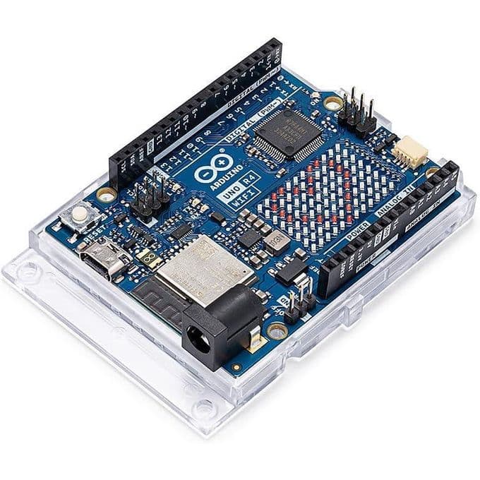 Arduino Arduin o UNO R4 WiFi - ABX00087 - Carte de développement avec microcontrôleur Arm Cortex-M4 et WiFi intégré, idéale pour projets IoT, automatisation et Applications connectées avec Arduin o IDE.